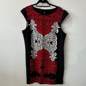 Elegant Red and Black Floral Mini Dress